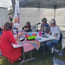 Glenda, being interviewed by PlainsFM, at Culture Galore