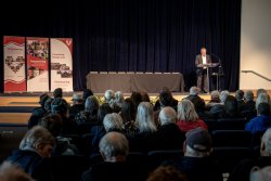 Mayor Phil Mauger, on stage addressing the audience