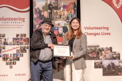 Ronnie Dunbar, Kaiapoi Food Forest, with his Award