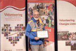 Brian Temple, Kaiapoi Rugby Football Club, with his Award