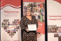 Bridget Manson, Radio Lollipop Christchurch, with her Award
