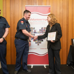 Rolleston Volunteer Fire Brigade Team, from Rolleston Volunteer Fire Brigade, receiving an Award