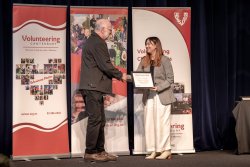 Lawrence Watson, Christchurch City Mission, with his Award