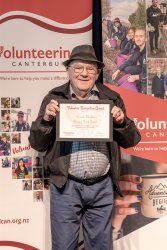 Ronnie Dunbar, Kaiapoi Food Forest, with his Award