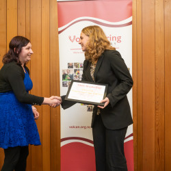 Ashleigh Clarke, from Presbyterian Support Upper South Island, receiving an Award