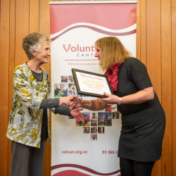 Robyn Murray, from Willowbank Wildlife Reserve, receiving an Award