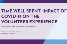 Image of text that reads "Time Well Spent: Impact of Covid-19 on the Volunteer Experience"