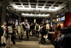 The Undercroft at University of Canterbury, full of students visiting the stalls of community organisations, to talk about volunteering