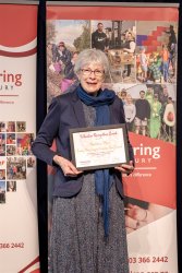 Madeleine Price, Family Drug Support Aotearoa New Zealand, with her Award