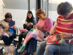 Four women knitting