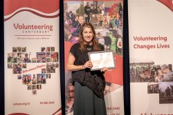 Sue Greenwood, Graffiti Program, Christchurch City Council, with her Award