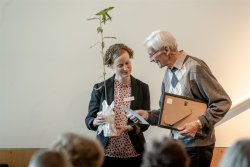 Martin Jefferson, Blind Low Vision NZ, reciving his Citation and plant
