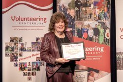 Wendy Kington, St Barnabas Church, Fendalton, with her Award