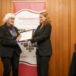 June Inch, from Oxford Arts Trust, receiving an Award