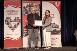Andrew Harris, Living Springs, with his Award
