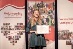 Charlotte Mowlem, Hohepa Canterbury, with her Award