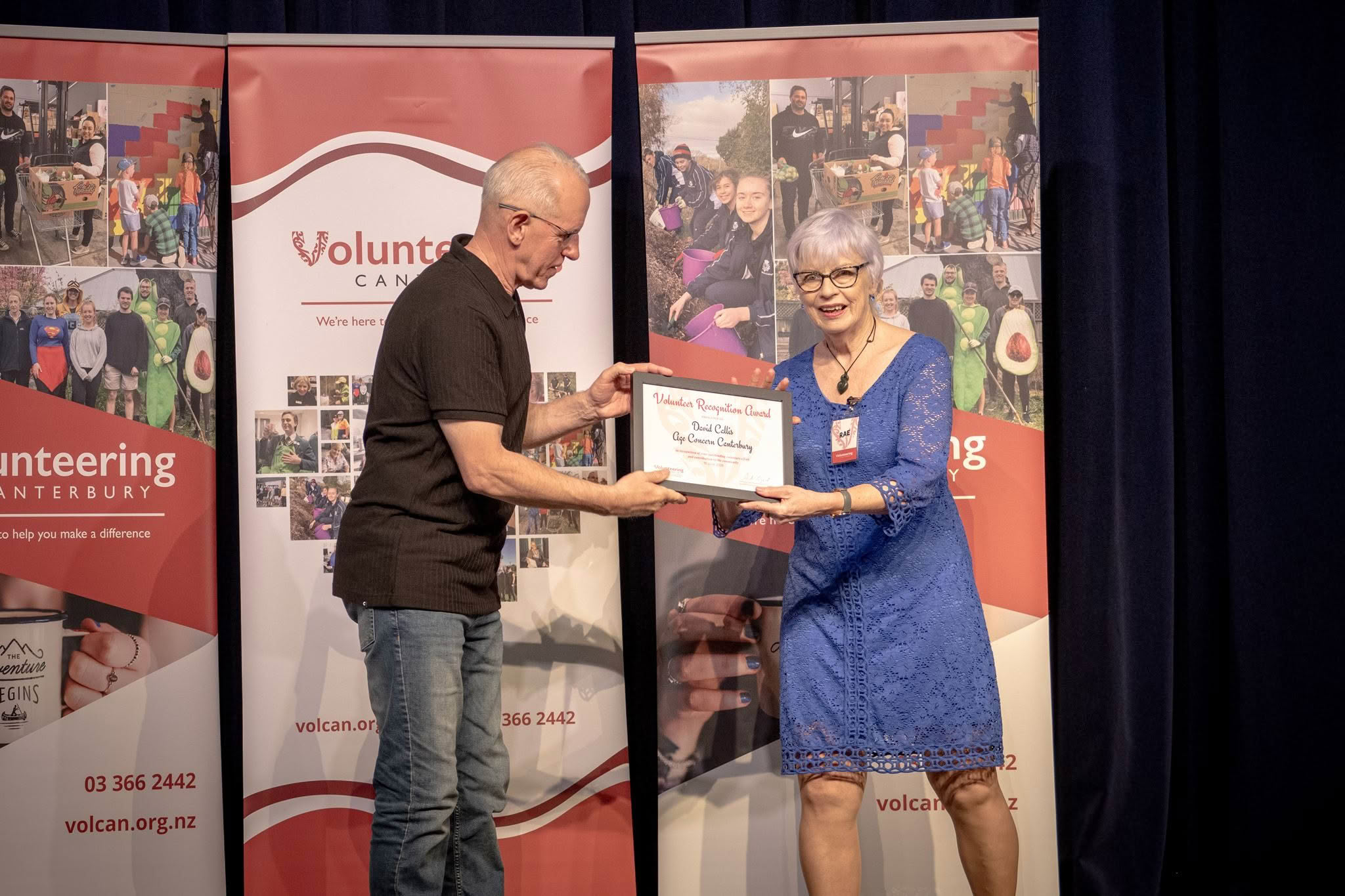 David, Callis, Age Concern Canterbury, receiving a Volunteer Recognition Award at the 2026 ceremony.