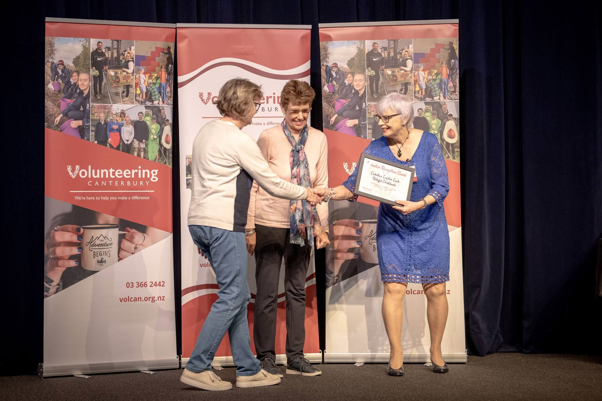 Cookathon Logistics Leads, Bellyful Christchurch, receiving a Volunteer Recognition Award at the 2026 ceremony.