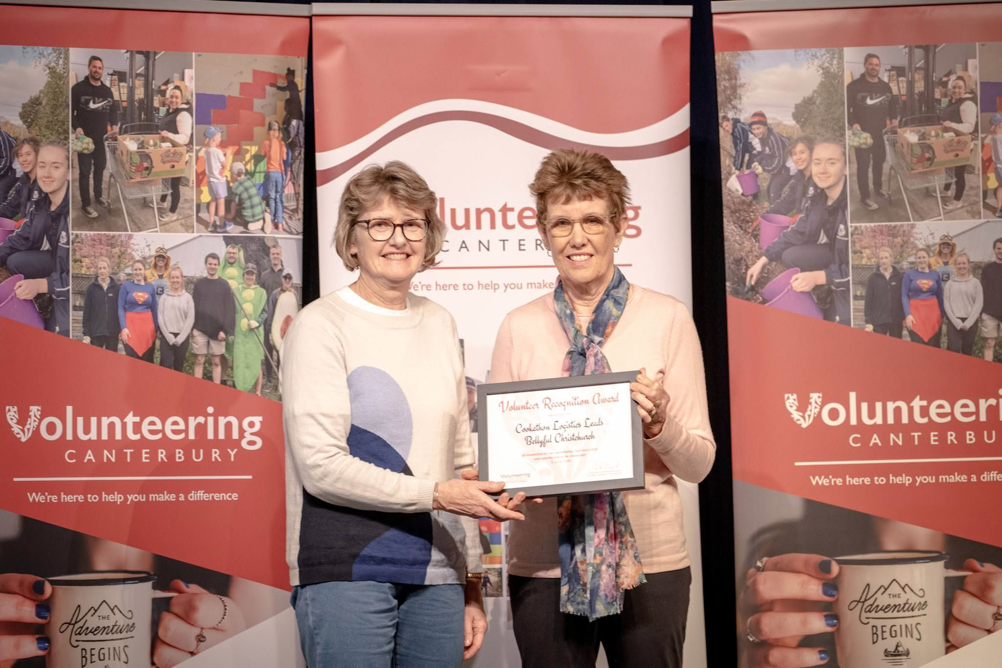 Cookathon Logistics Leads, Bellyful Christchurch, receiving a Volunteer Recognition Award at the 2026 ceremony.