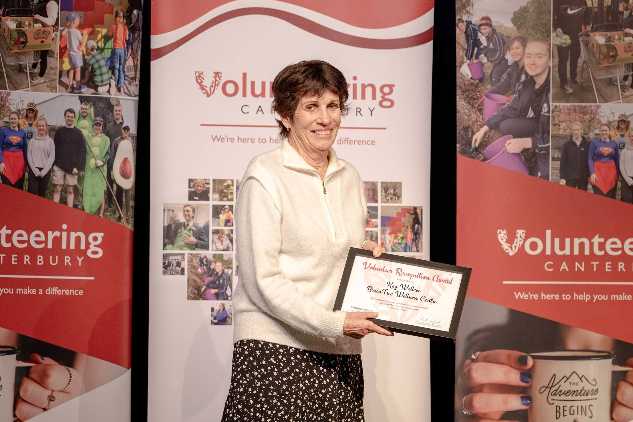 Kay Wallace, BrainTree Wellness Centre, receiving a Volunteer Recognition Award at the 2026 ceremony.