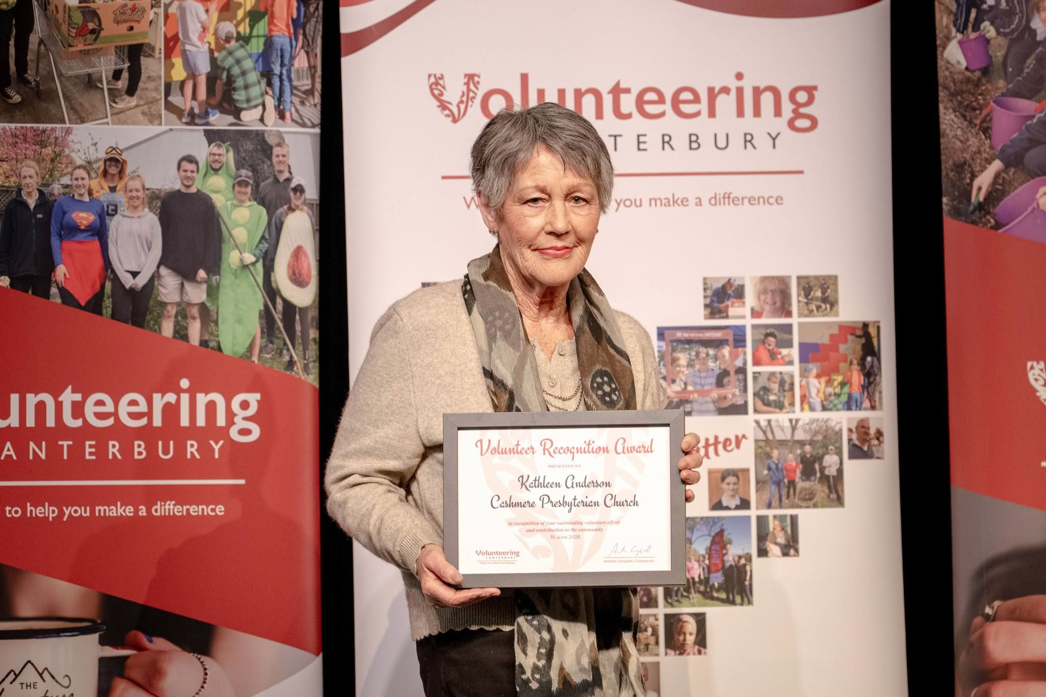 Kathleen Anderson, Cashmere Presbyterian Church, receiving a Volunteer Recognition Award at the 2026 ceremony.