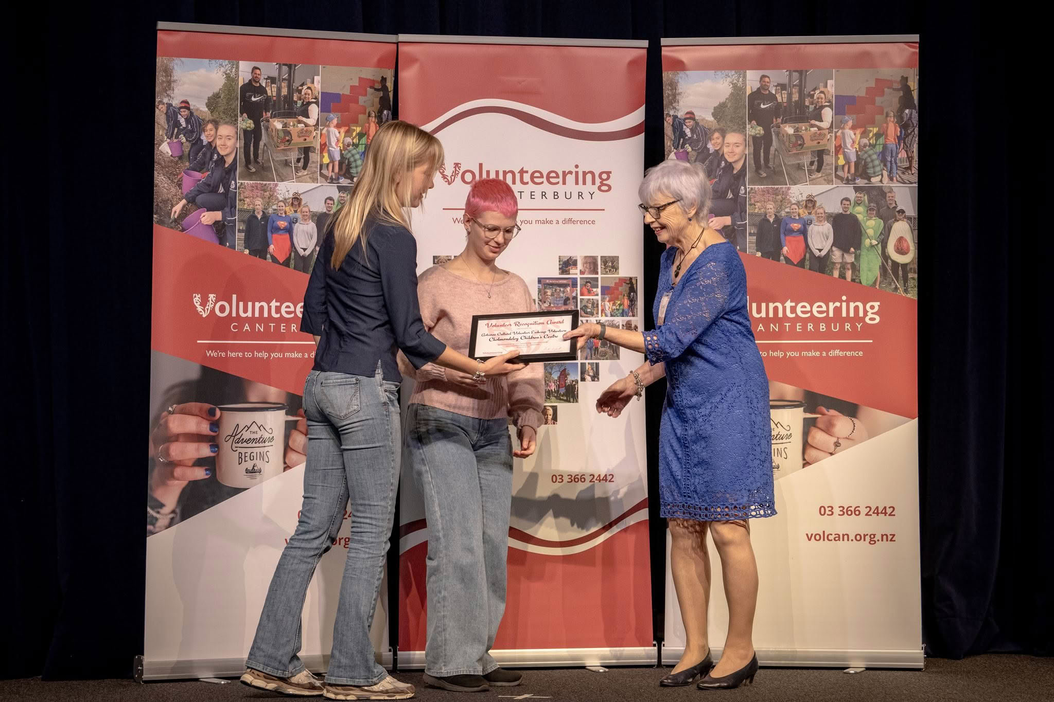 Aotearoa Cultural Volunteers Exchange Volunteers, Cholmondeley Children's Centre, receiving a Volunteer Recognition Award at the 2026 ceremony.