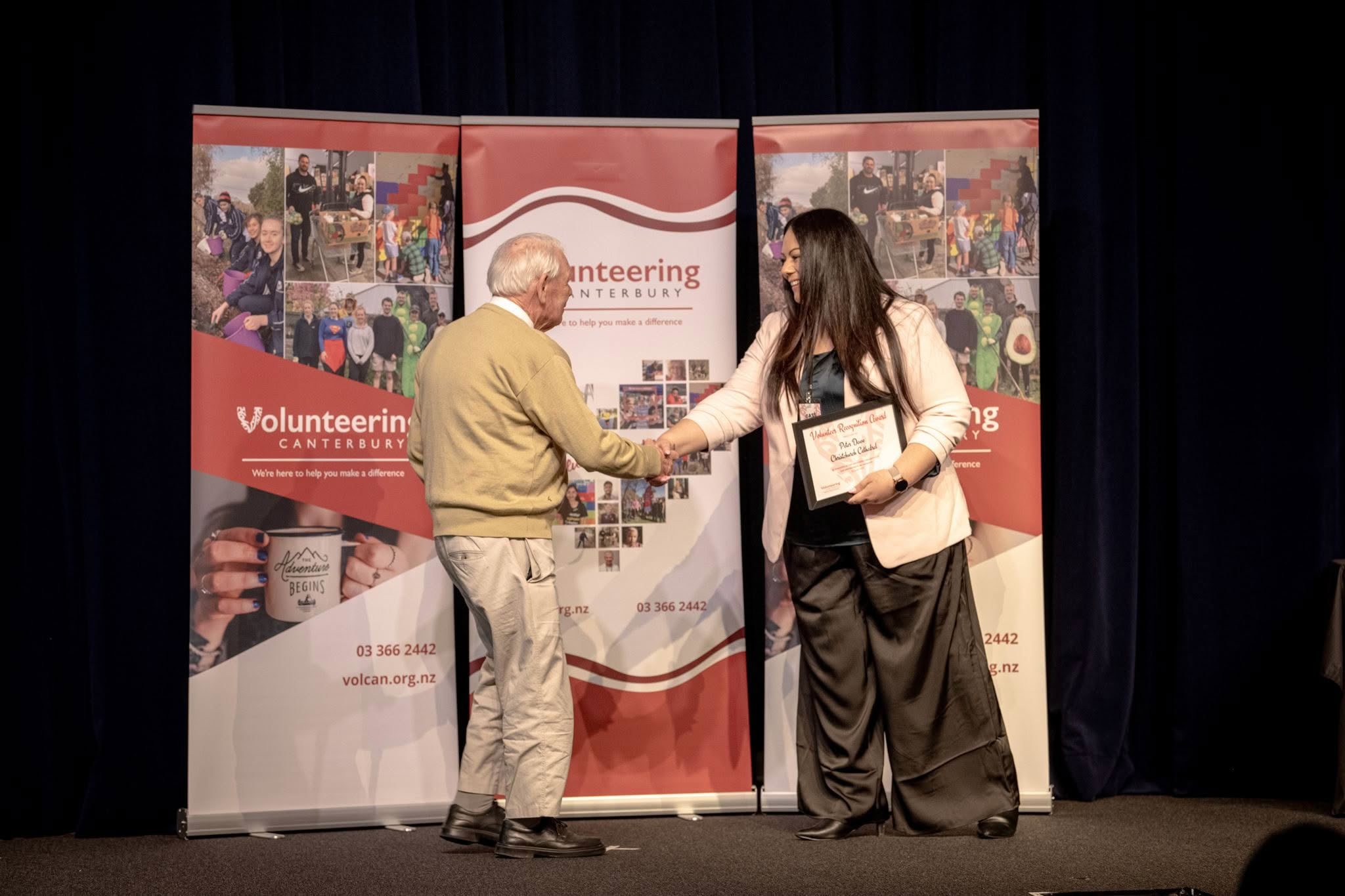 Peter Dawe, Christchurch Cathedral, receiving a Volunteer Recognition Award at the 2026 ceremony.