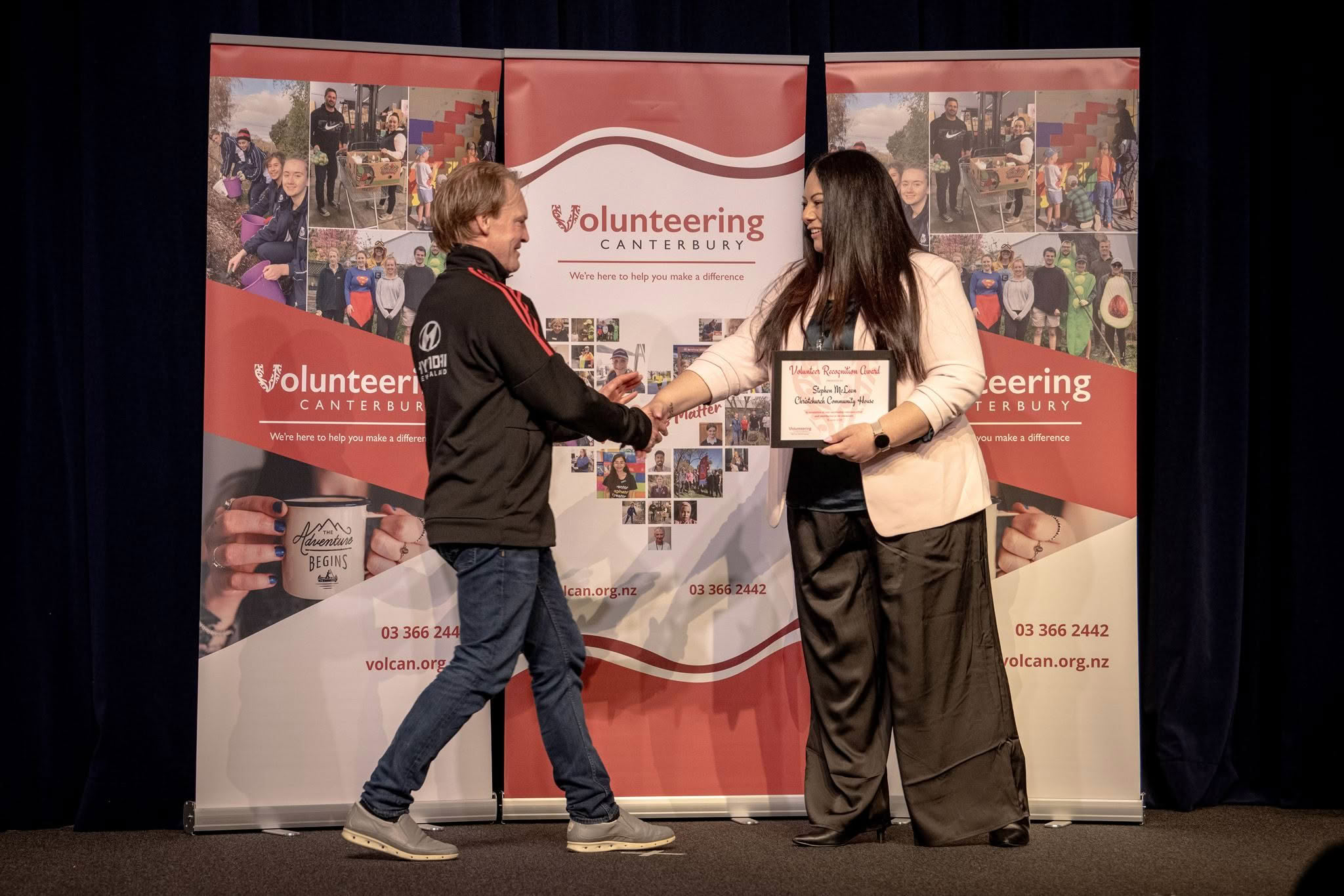 Stephen McLean, Christchurch Community House, receiving a Volunteer Recognition Award at the 2026 ceremony.