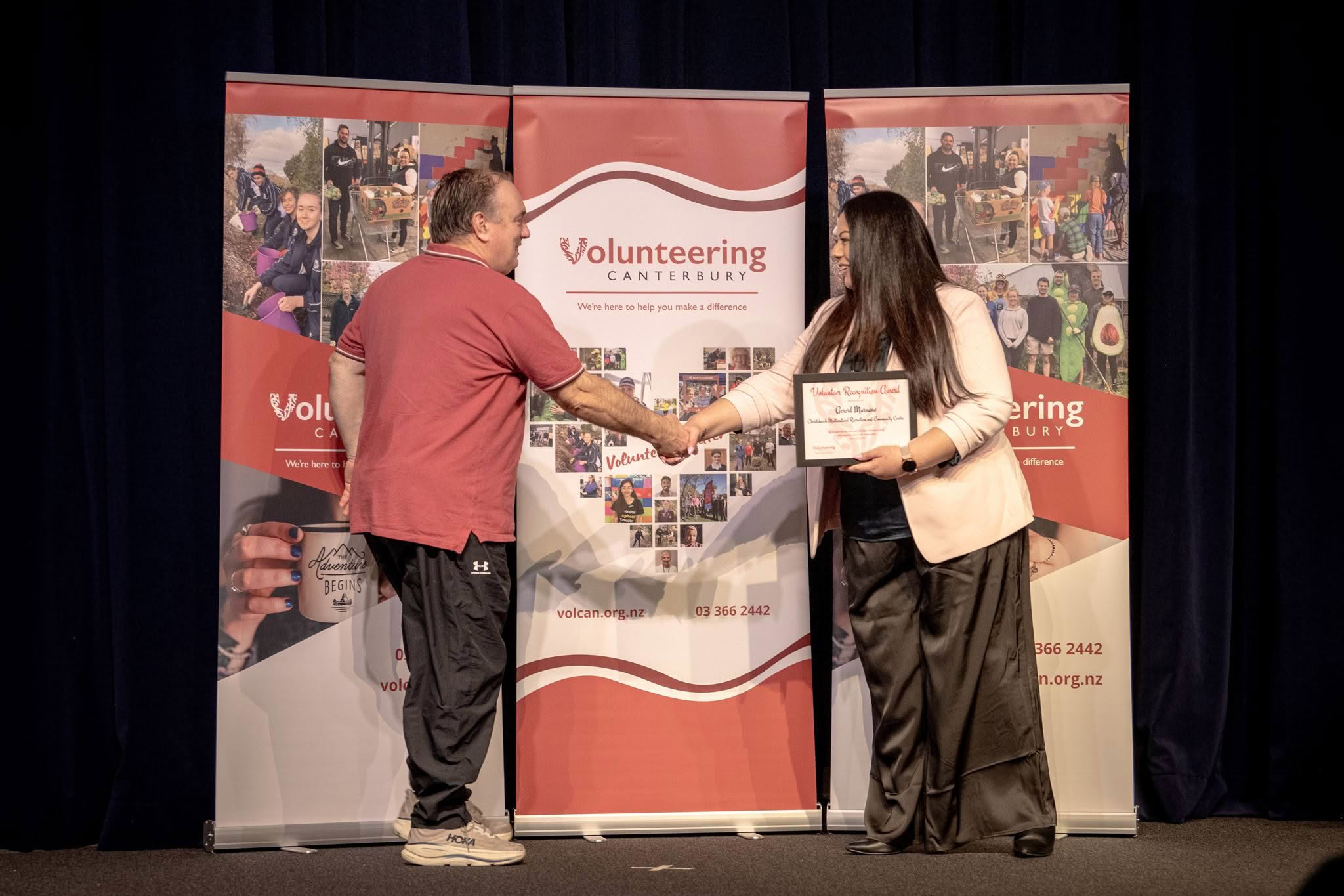 Gerard Murnane, Christchurch Multicultural Recreation and Community Centre, receiving a Volunteer Recognition Award at the 2026 ceremony.