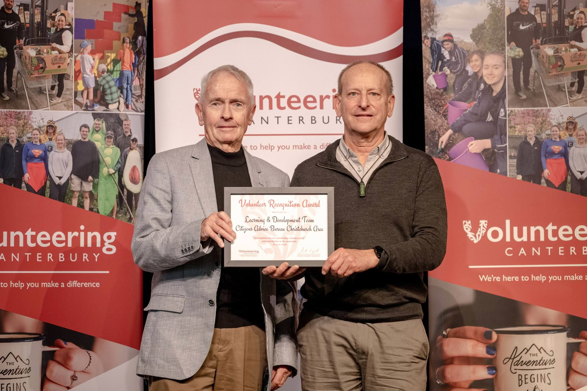 Learning and Development Team, Citizens Advice Bureau Christchurch Area, receiving a Volunteer Recognition Award at the 2026 ceremony.