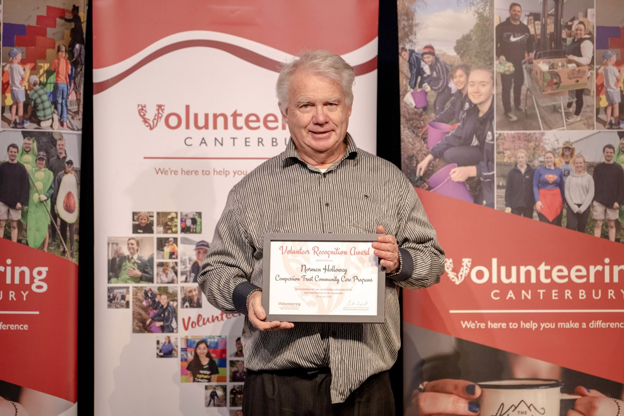 Norman Holloway, Compassion Trust Community Care Programs, receiving a Volunteer Recognition Award at the 2026 ceremony.
