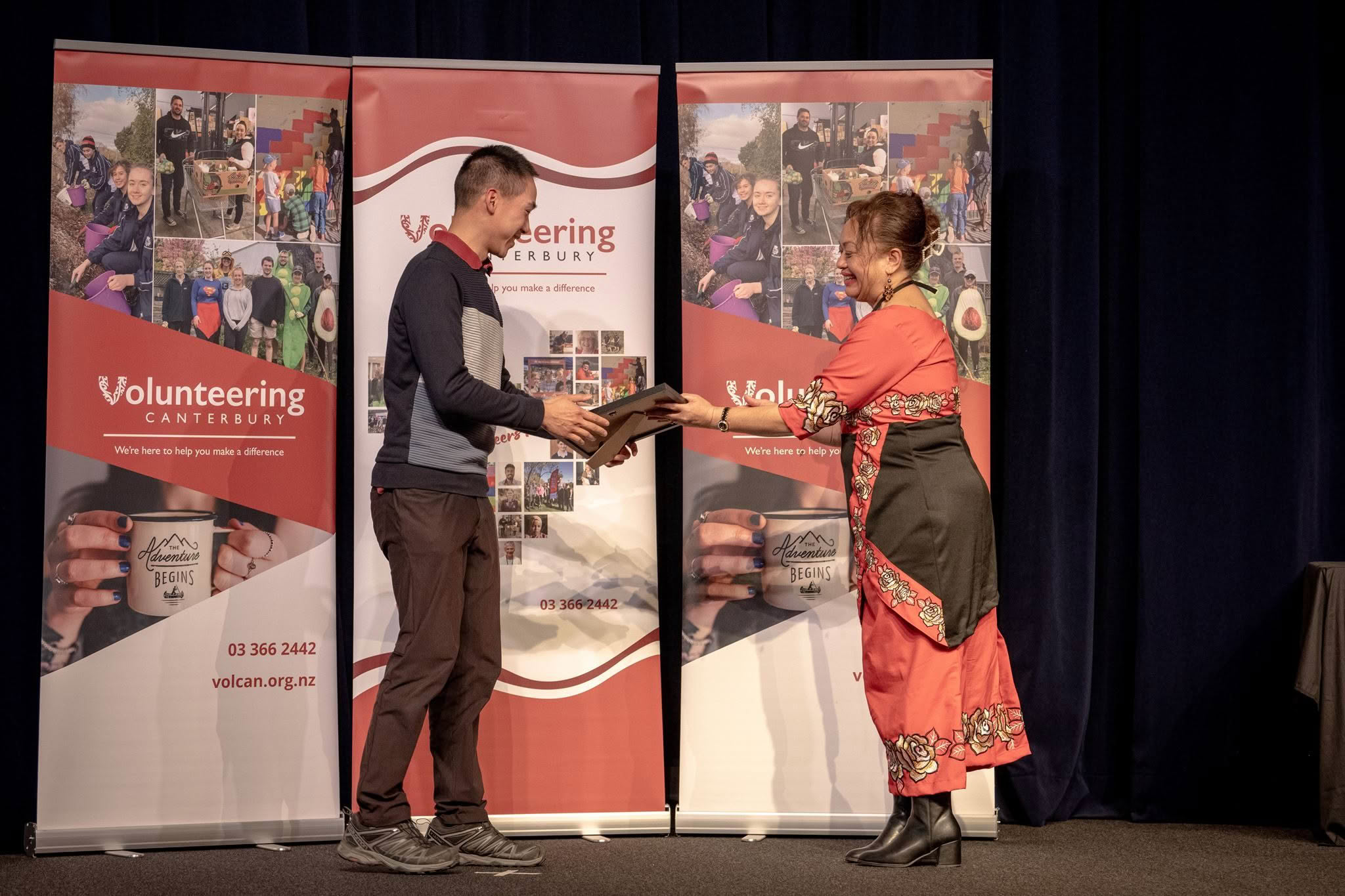 Tze Jieh (TJ) Chan, on behalf of Hong Lip Chan, Hagley Learning Centre, receiving an Award at the Volunteer Recognition Awards 2026.