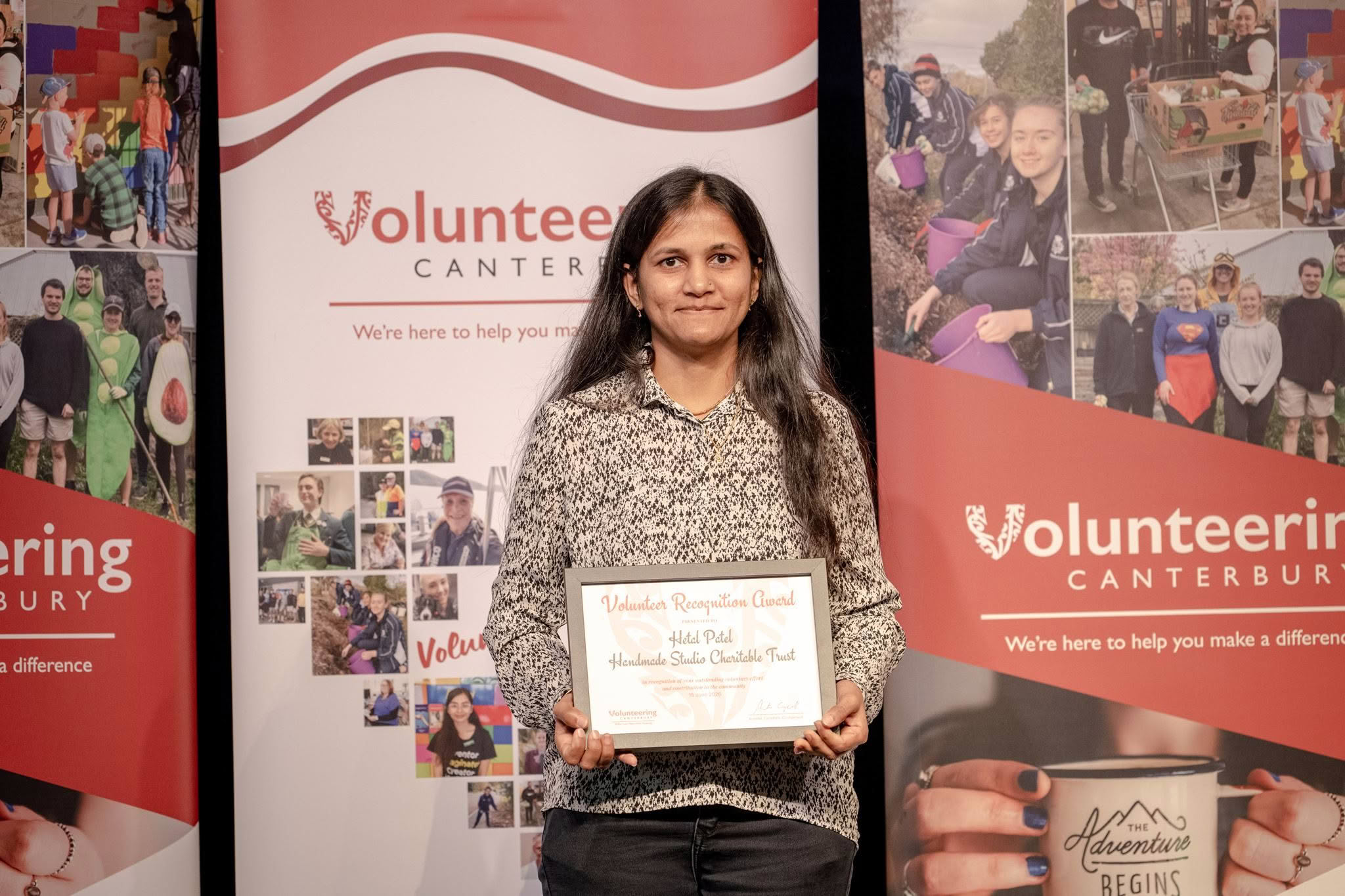 Hetal Patel, Handmade Studio Charitable Trust, receiving a Volunteer Recognition Award 2026.