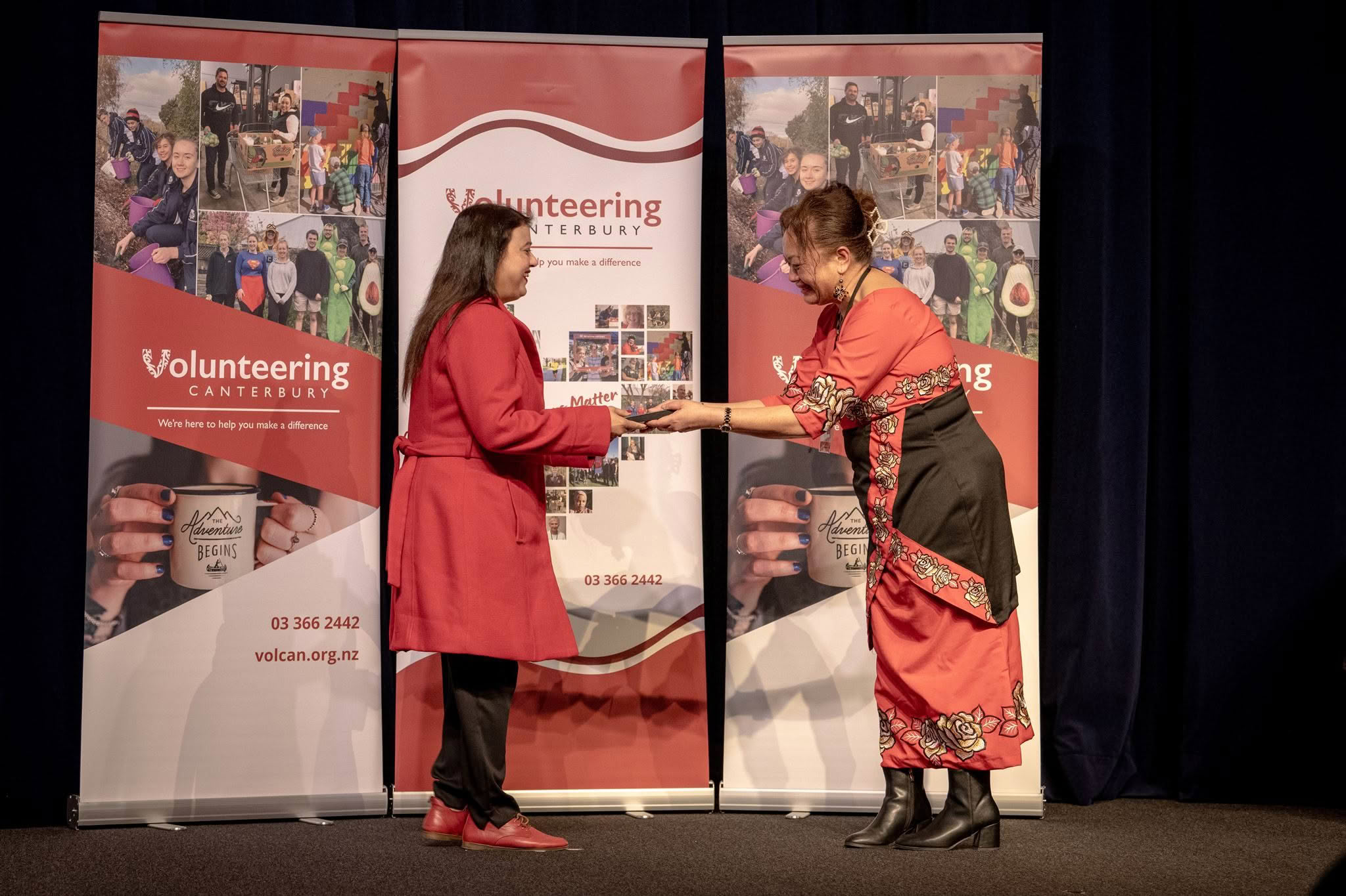 Parminder Kaur, IndianNZ Association of Christchurch, receiving a Volunteer Recognition Award 2026.