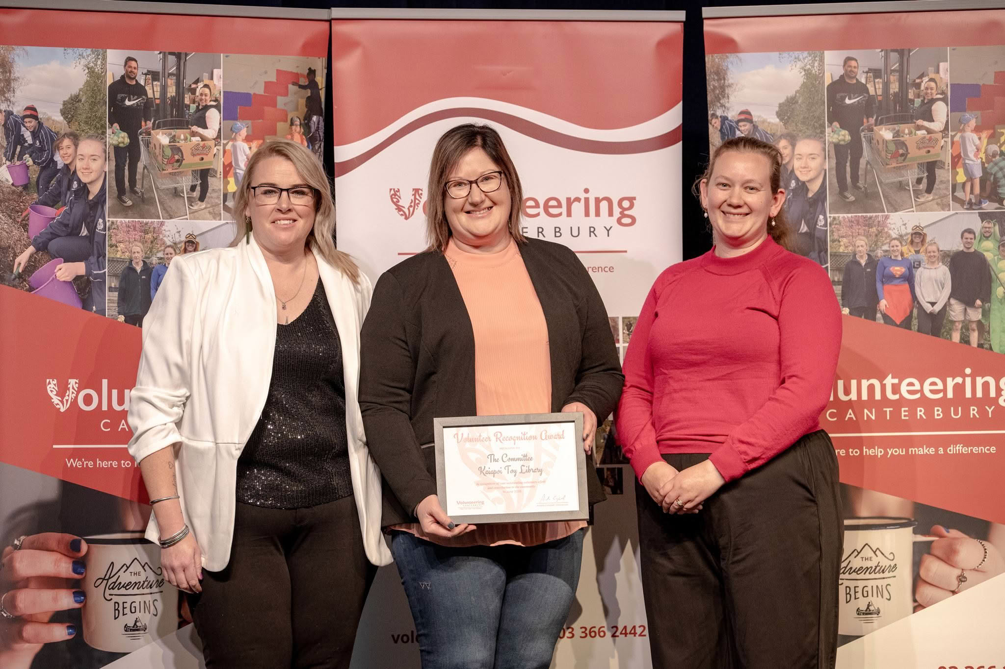 The Committee, Kaiapoi Toy Library, receiving a Volunteer Recognition Award 2026.