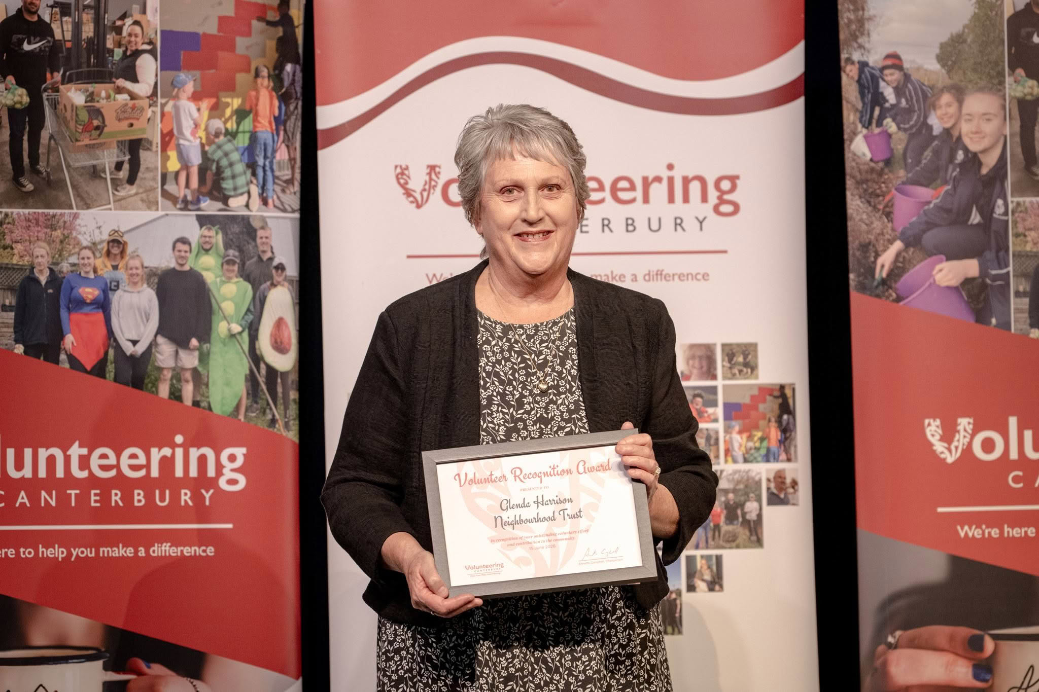 Glenda Harrison, Neighbourhood Trust, receiving a Volunteer Recognition Award 2026.