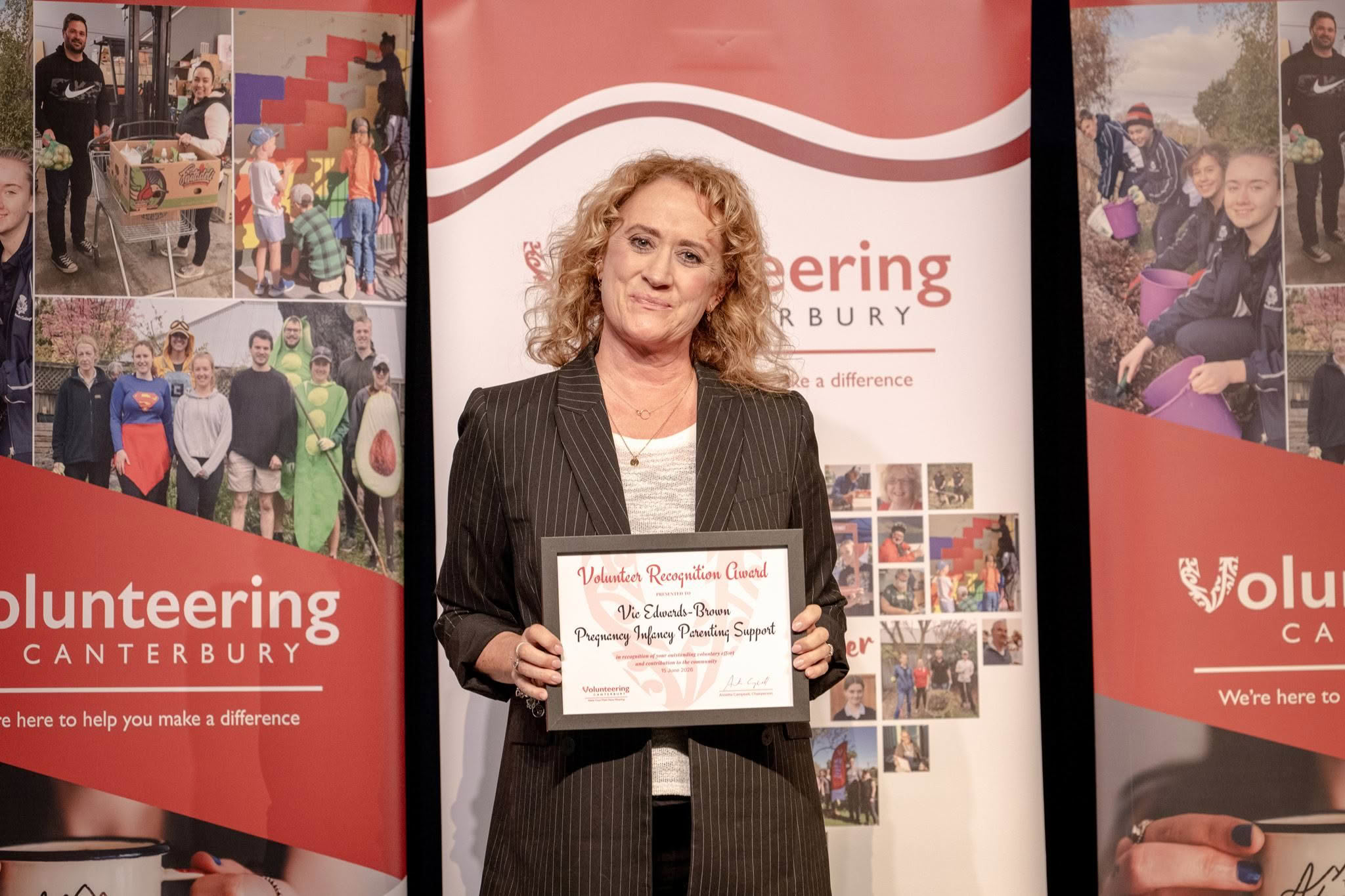 Vic Edwards-Brown, Pregnancy Infancy Parenting Support, receiving a Volunteer Recognition Award 2026.