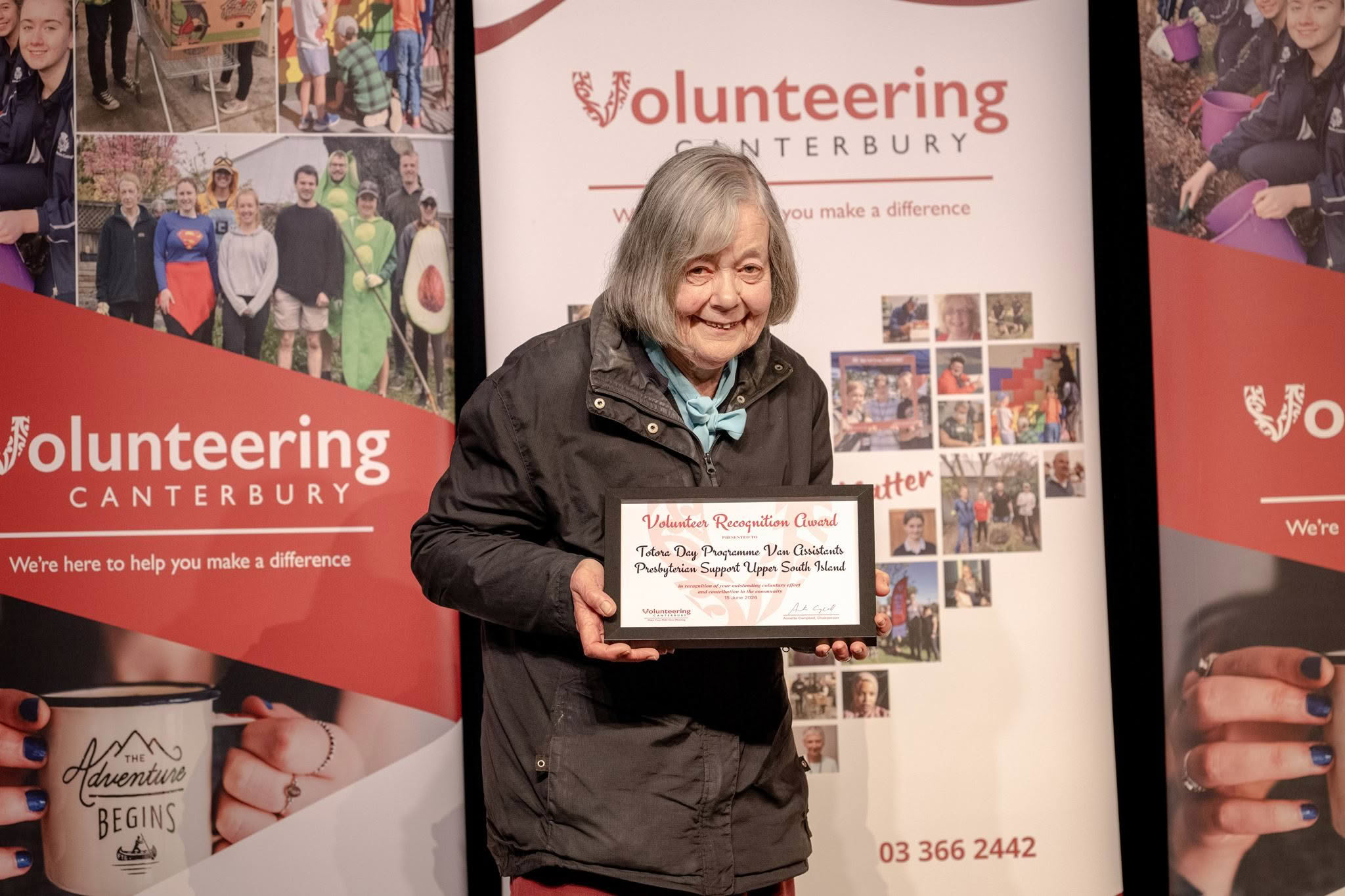 Totora Day Programme Van Assistants, Presbyterian Support Upper South Island, receiving a Volunteer Recognition Award 2026.