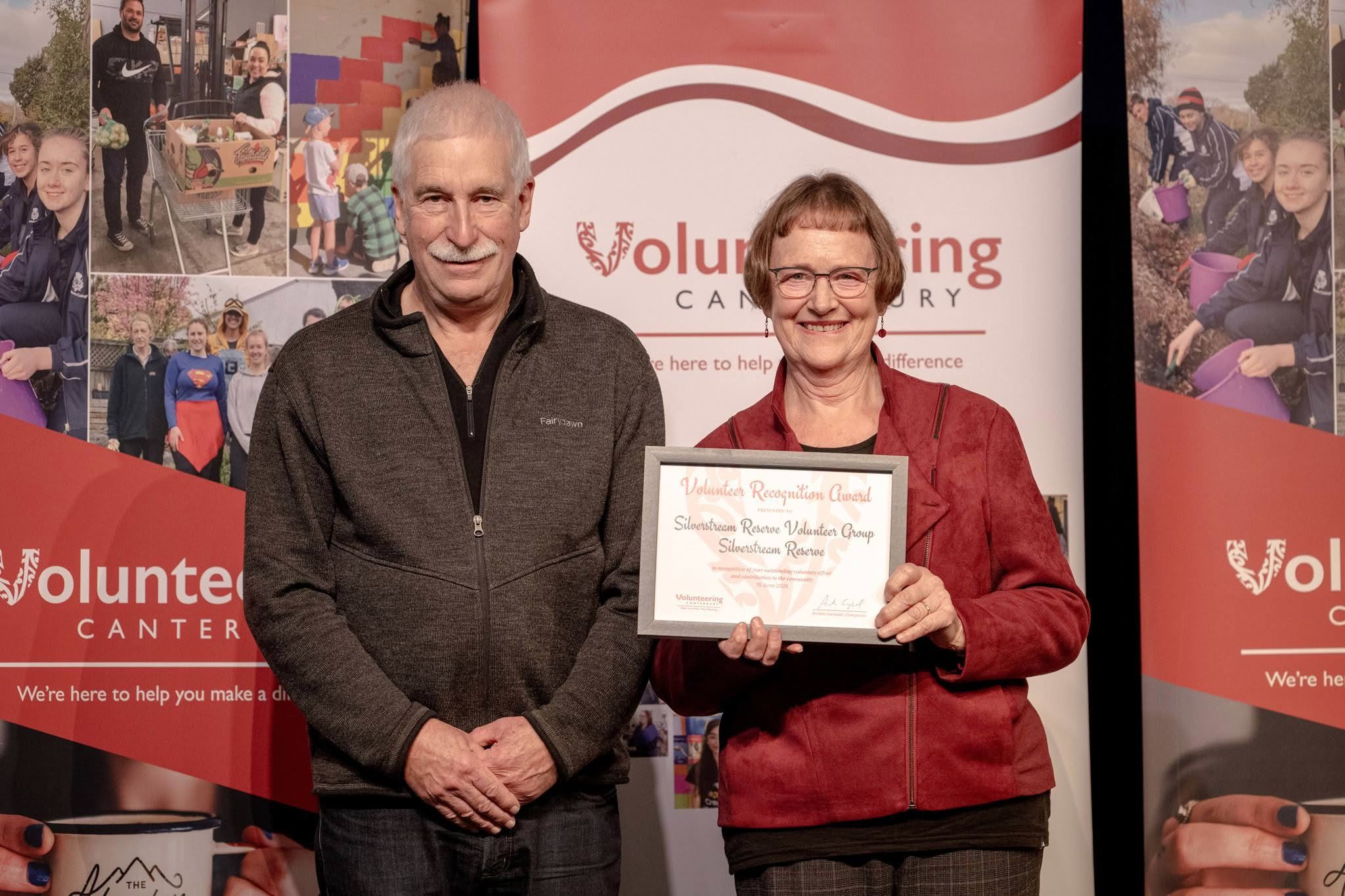 Silverstream Reserve Volunteer Group, Silverstream Reserve, receiving a Volunteer Recognition Award 2026.