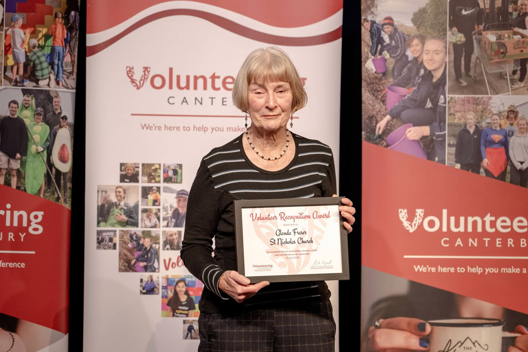 Glenda Fraser, St Nicholas Church, receiving a Volunteer Recognition Award 2026.