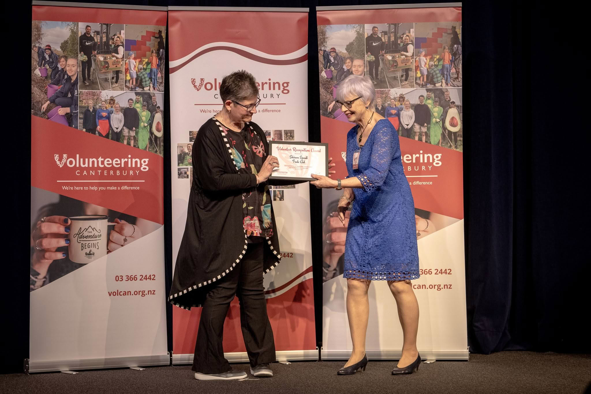 Shireen Spaull, Trade Aid, receiving a Volunteer Recognition Award 2026.