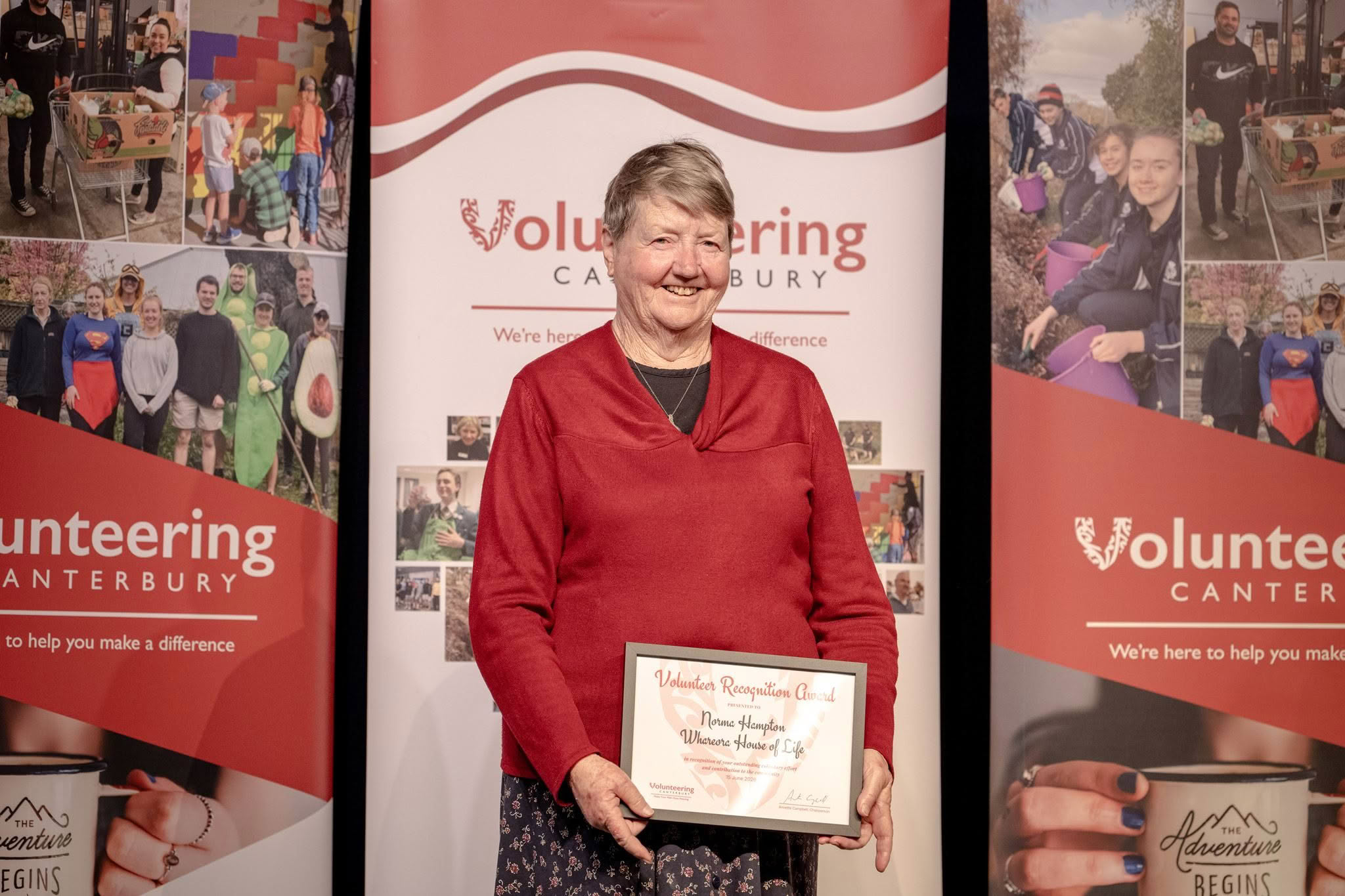 Norma Hampton, Whareora House of Life, receiving a Volunteer Recognition Award 2026.