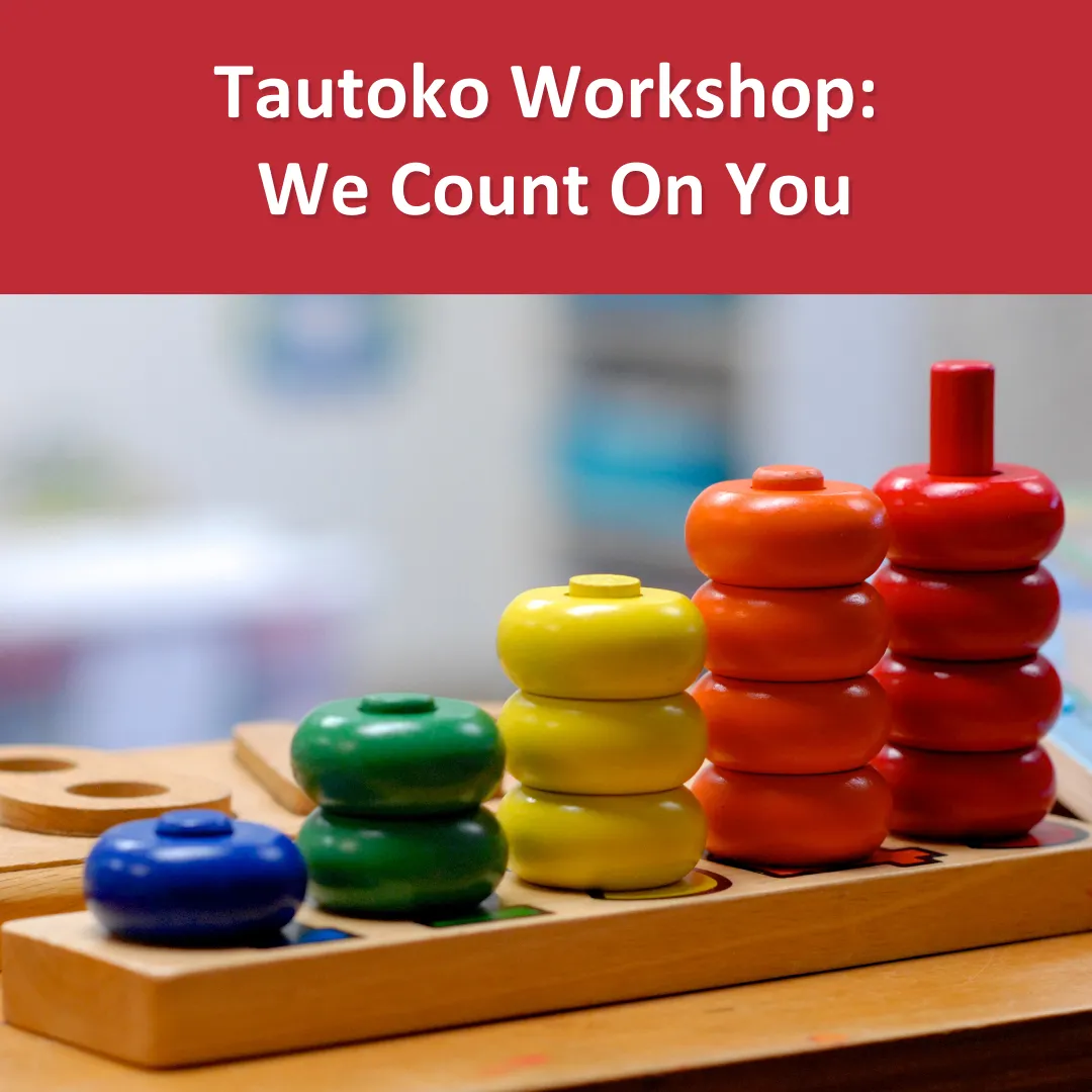 Tautoko Workshop: We Count on You tile. Colourful beads on a wooden pegboard.